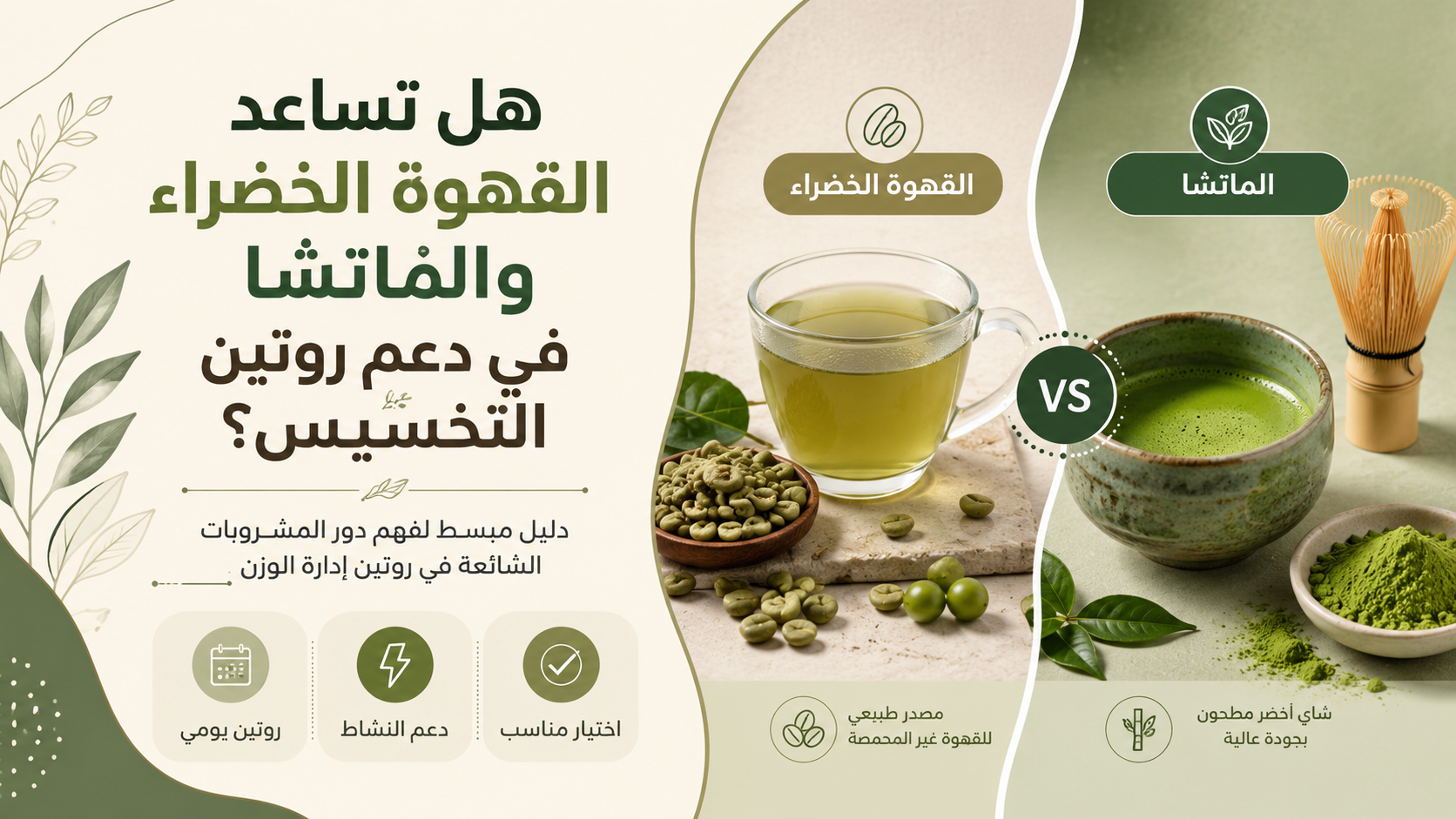 هل تساعد القهوة الخضراء والماتشا في دعم روتين التخسيس؟