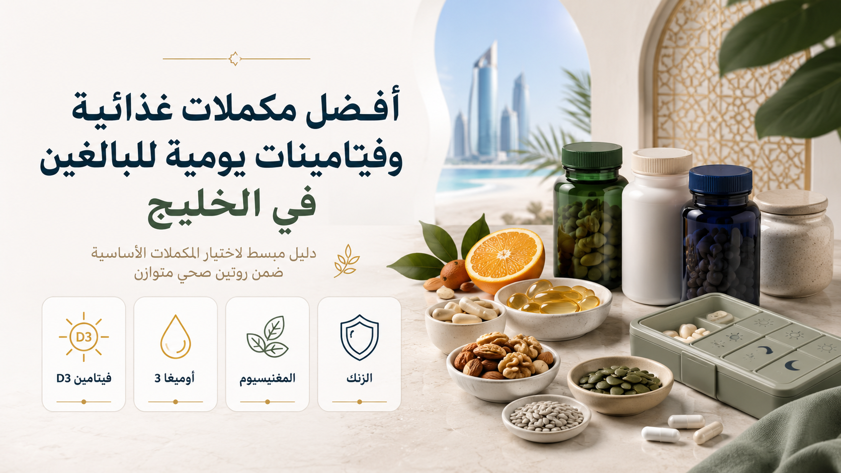 أفضل مكملات غذائية وفيتامينات يومية للبالغين في الخليج